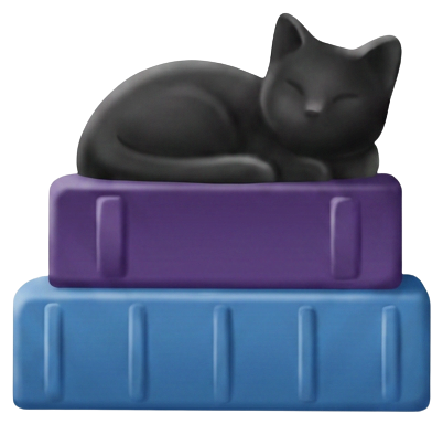 cat on books black