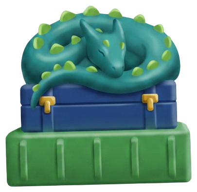 dragon on books green
