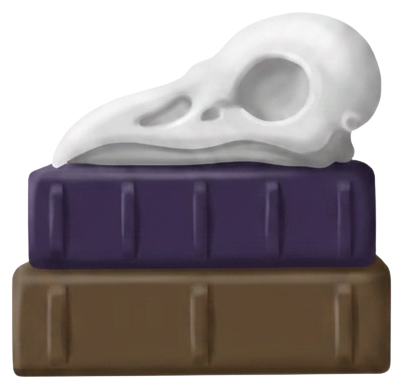 Bird Skull on Purple Brown Books