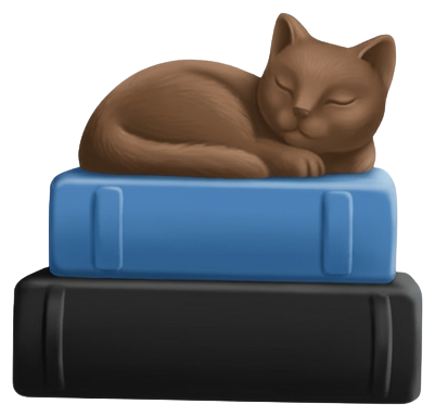 Cat On Books Brown