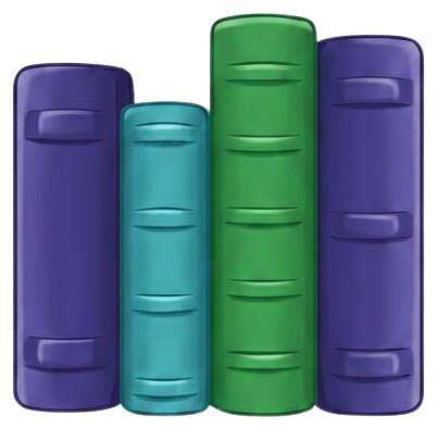 books purple green blue