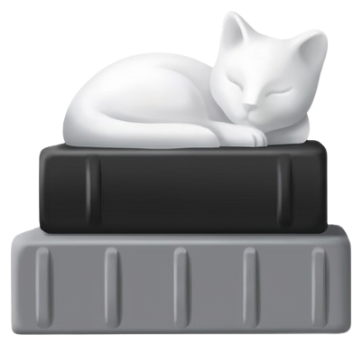 cat on books white