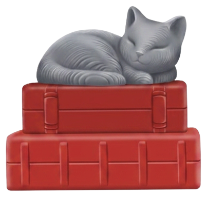Cat on Books Grey