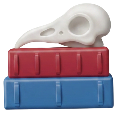 bird skull plum blue